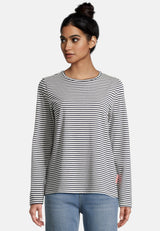 Salzhaut - SANGELN Damen Relaxed-Fit - Hamburg - Langarmshirt - Reduziert - 1 - #farbe_navy-offwhite