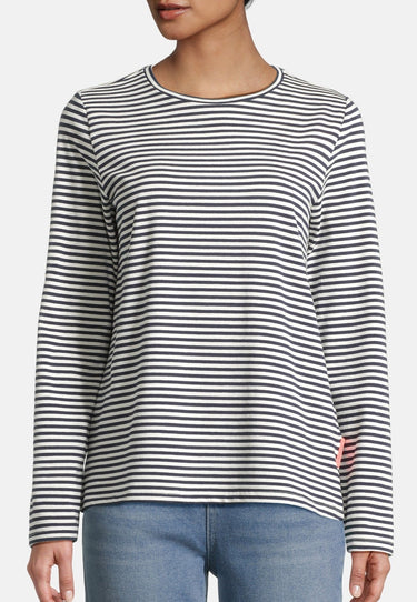 salzhaut - SANGELN Damen Relaxed-Fit - Hamburg - Langarmshirt - Streifenmuster - 3 - #farbe_navy-offwhite