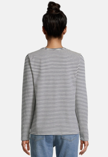salzhaut - SANGELN Damen Relaxed-Fit - Hamburg - Langarmshirt - Streifenmuster - 4 - #farbe_navy-offwhite