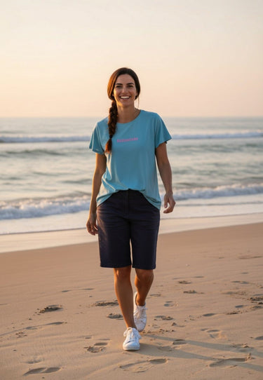 salzhaut - STEENTJE - KÜSTENLIEBE Damen Relaxed-Fit - adenauer & co - Anker - Basic - 1 - farbe_Aqua-Neon Pink