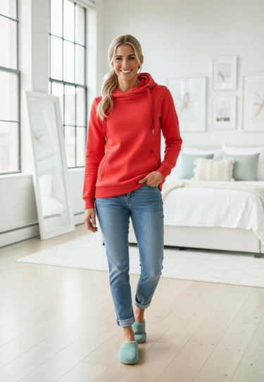 salzhaut - SÜNN Damen Hoodie Tailliert - adenauer & co - Anker - Basic - 1 - #farbe_Chilli Red