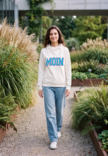 salzhaut - SÜNN - MOIN Herzen Damen Hoodie Tailliert - adenauer & co - Anker - Basic - 18 - farbe_Offwhite-Ocean