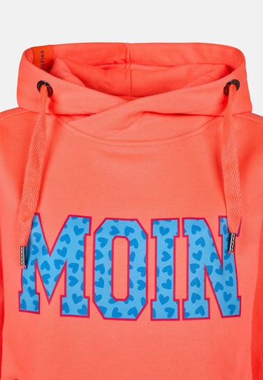 salzhaut - SÜNN - MOIN Herzen Damen Hoodie Tailliert - adenauer & co - Anker - Basic - 40 - #farbe_Fiery Coral-Ocean Blue