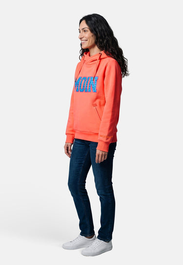 salzhaut - SÜNN - MOIN Herzen Damen Hoodie Tailliert - adenauer & co - Anker - Basic - 36 - #farbe_Fiery Coral-Ocean Blue