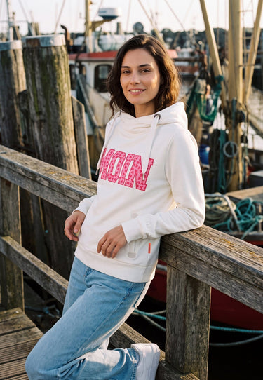 salzhaut - SÜNN - MOIN Herzen Damen Hoodie Tailliert - adenauer & co - Anker - Basic - 25 - #farbe_Offwhite-Blossom