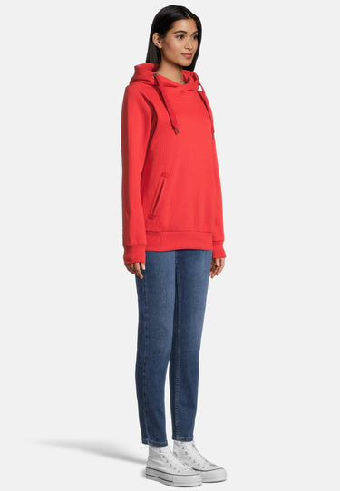 salzhaut - SÜNN Damen Tailliert - Hamburg - Hoodie - Kapuzenpulli - 5 - #farbe_chilli-red