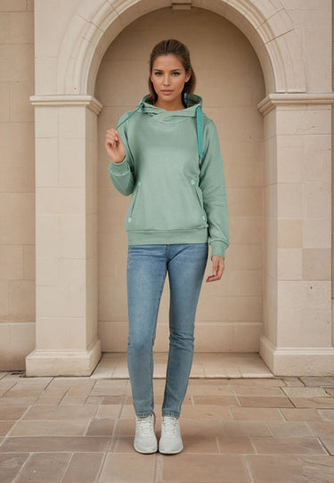 salzhaut - SÜNN Damen Tailliert - Hamburg - Hoodie - Kapuzenpulli - 53 - #farbe_salbei