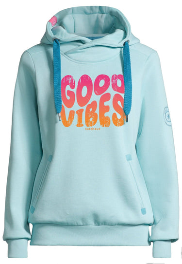 salzhaut - SÜNN - GOOD VIBES Damen Tailliert - Frontprint - Hamburg - Kapuzenpulli - 7 - #farbe_aqua