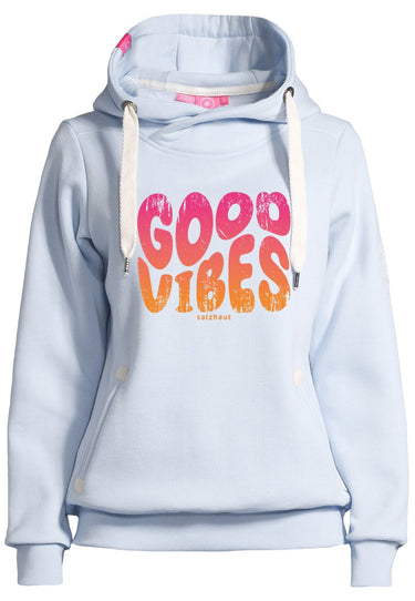 salzhaut - SÜNN - GOOD VIBES Damen Tailliert - Frontprint - Hamburg - Kapuzenpulli - 12 - #farbe_light-blue