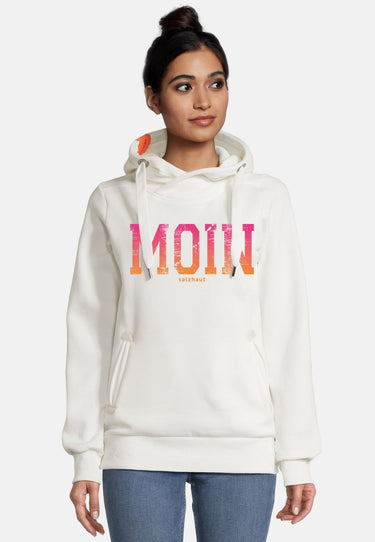 salzhaut - SÜNN - MOIN FARBVERLAUF Damen Tailliert - Damen - Frontprint - Kapuzenpulli - 11 - #farbe_offwhite-neon-orange-neon-pink
