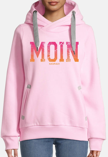 salzhaut - SÜNN - MOIN FARBVERLAUF Damen Tailliert - Damen - Frontprint - Kapuzenpulli - 18 - #farbe_ros-neon-orange-neon-pink