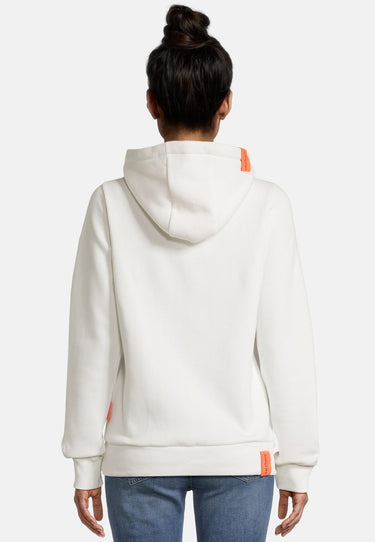 salzhaut - SÜNN - MOIN FARBVERLAUF Damen Tailliert - Damen - Frontprint - Kapuzenpulli - 14 - #farbe_offwhite-neon-orange-neon-pink