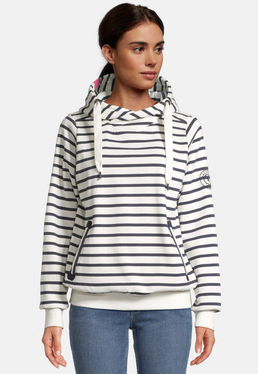 Salzhaut - SÜNN - RINGEL Damen Tailliert - Hamburg - Hoodie - Kapuze - 1 - #farbe_navy-offwhite