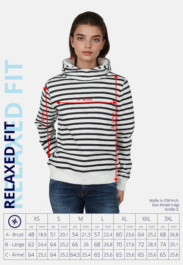 Salzhaut - TIUTEN Damen Relaxed-Fit - Hoodie - Kapuzenpullover - Langarmshirt - 7 - #farbe_navy-offwhite