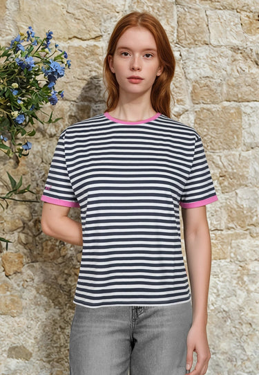 salzhaut - UCK Damen Relaxed-Fit - Bluse - Polo-Shirt - Rundhals - 1 - #farbe_navy-offwhite