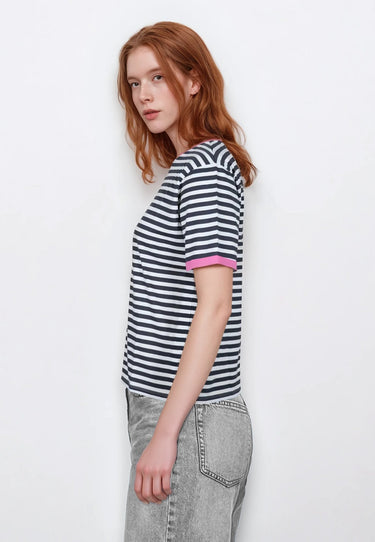 salzhaut - UCK Damen Relaxed-Fit - Bluse - Polo-Shirt - Rundhals - 5 - #farbe_navy-offwhite