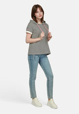 Salzhaut - UTKLEIEN Damen Gerade - All-over-Print - Bluse - Polo-Shirt - 5 - #farbe_navy-offwhite