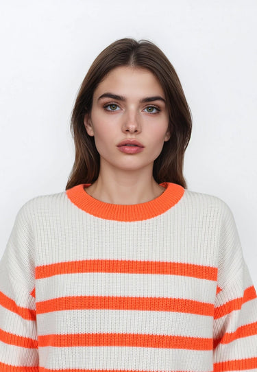 Salzhaut - VERBAAST Damen Relaxed-Fit - Hoodie - Langarmshirt - Longsleeve - 3 - #farbe_fiery-coral-offwhite