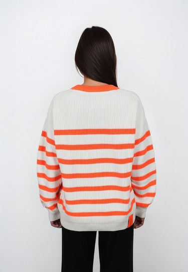Salzhaut - VERBAAST Damen Relaxed-Fit - Hoodie - Langarmshirt - Longsleeve - 4 - #farbe_fiery-coral-offwhite