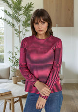 Salzhaut - VOSS Damen Relaxed-Fit - Langarmshirt - Longsleeve - Pullover - 1 - #farbe_navy-beetroot