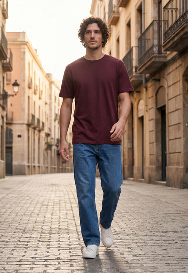 Salzhaut - DIEK Herren normale Passform - anker - baumwollshirt - freizeitshirt - 72 - #farbe_merlot