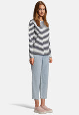 Salzhaut - KANT - RINGEL Damen normale Passform - Hamburg - Langarmshirt - Reduziert - 5 - #farbe_navy-offwhite