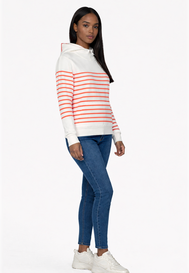 Salzhaut - VASEN Damen Relaxed-Fit - baumwollpullover - damenpullover - freizeitpullover - 10 - #farbe_fiery-coral-offwhite