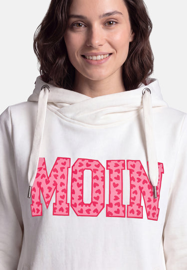 salzhaut - Damen Hoodie SÜNN - MOIN Herzen Tailliert - adenauer & co - Anker - Basic - 36 - #farbe_Offwhite-Blossom