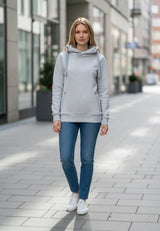 salzhaut - Damen Hoodie SÜNN Tailliert - adenauer & co - Anker - Basic - 135 - #farbe_Grey Melange