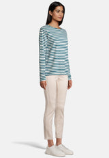 salzhaut - NEFERTEN Damen Longsleeve Gestreift - adenauer & co - Anker - Basic - 5 - #farbe_Offwhite-Dragonfly
