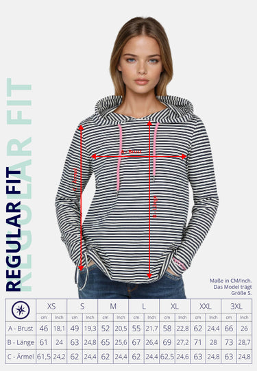 Salzhaut - TEGE Damen Relaxed-Fit - Damen - Hoodie - Kapuze - 7 - #farbe_navy-offwhite