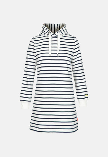 Salzhaut - AUST Damen Leicht tailliert - Ringelkleid - love - Hoodiekleid - 2 - #farbe_navy-offwhite