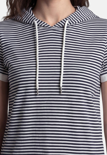 Salzhaut - BAGALUTEN Damen Gerade - All-over-Print - Bluse - Polo-Shirt - 14 - #farbe_navy-offwhite