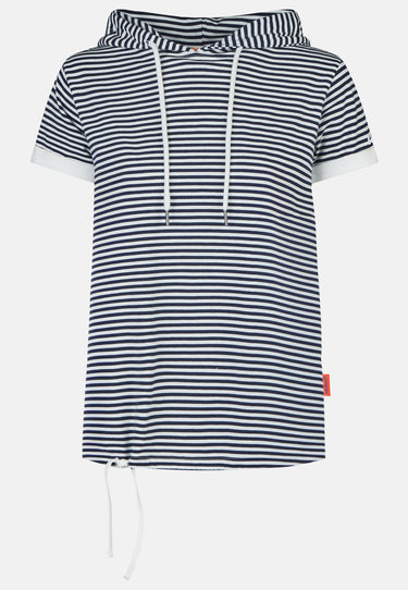 Salzhaut - BAGALUTEN Damen Gerade - All-over-Print - Bluse - Polo-Shirt - 10 - #farbe_navy-offwhite