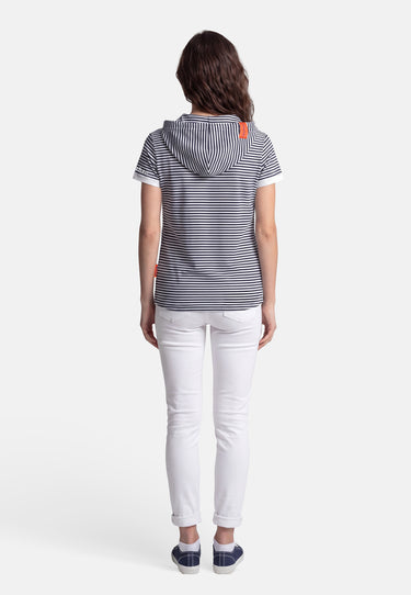 Salzhaut - BAGALUTEN Damen Gerade - All-over-Print - Bluse - Polo-Shirt - 12 - #farbe_navy-offwhite