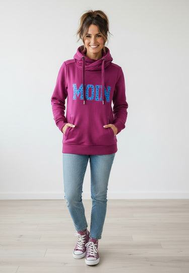 Salzhaut - SÜNN - MOIN Herzen Damen normale Passform - Frontprint - Hoodie - kapuzenpullover damen - 2 - #farbe_Plum-Ocean-Blue