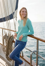 salzhaut - AADLER Damen Relaxed - Fit - adenauer & co - Anker - Basic - 1 - #farbe_Offwhite - Lagoon