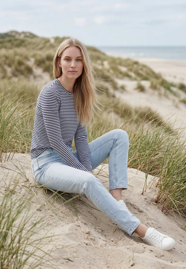 Salzhaut - ACHTERN Damen Relaxed-Fit - Langarmshirt - ringel - Rundhals - 9 - #farbe_navy-offwhite