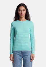 Salzhaut - ACHTERN Damen Relaxed-Fit - Langarmshirt - ringel - Rundhals - 3 - #farbe_offwhite-lagoon