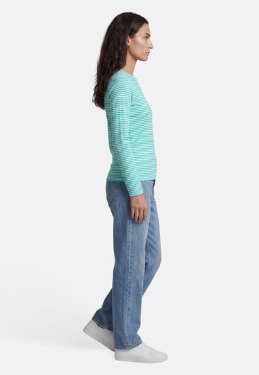 Salzhaut - ACHTERN Damen Relaxed-Fit - Langarmshirt - ringel - Rundhals - 5 - #farbe_offwhite-lagoon