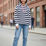 salzhaut - ADEBAAR Damen Hoodie normale Passform - adenauer & co - Anker - Basic - 1 - farbe_Navy-Offwhite