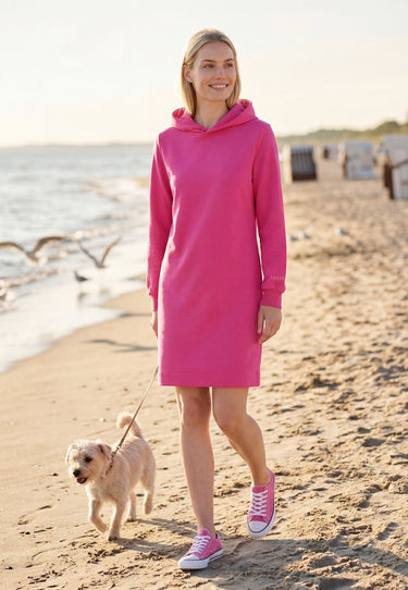 Salzhaut - AFFLUERN Damen Leicht tailliert - Damen - Hoodiekleid - Kapuze - 1 - #farbe_fuchsia