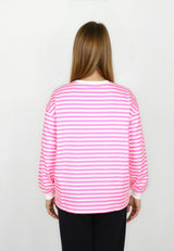 salzhaut - AFFSEEPN Damen Shirt Oversized - adenauer & co - Anker - Basic - 4 - #farbe_Offwhite-Neonpink
