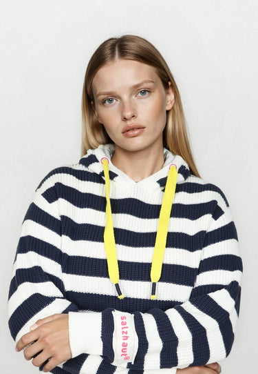 Salzhaut - ALLERWÄGENS Damen normale Passform - Hoodie - Kapuzenpulli - ringel - 7 - #farbe_navy-offwhite