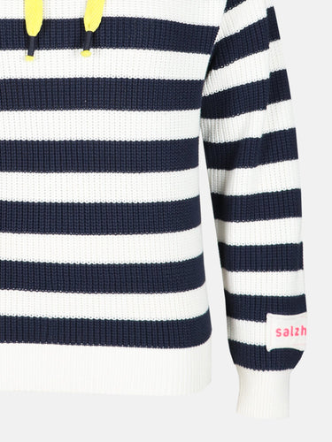 Salzhaut - ALLERWÄGENS Damen normale Passform - Hoodie - Kapuzenpulli - ringel - 8 - #farbe_navy-offwhite