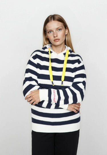 Salzhaut - ALLERWÄGENS Damen normale Passform - Hoodie - Kapuzenpulli - ringel - 3 - #farbe_navy-offwhite