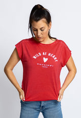Salzhaut - AMKE WILD AT HEART Damen Relaxed-Fit - Frontprint - Reduziert - Rundhals - 3 - #farbe_red