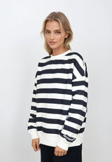 Salzhaut - ARFEN Damen Relaxed-Fit - ringel - Rundhals - Sweatshirt - 14 - #farbe_navy-offwhite