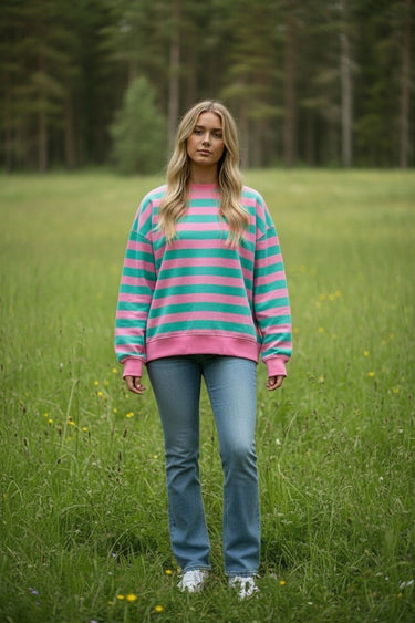 Salzhaut - ARFEN Damen Relaxed-Fit - ringel - Rundhals - Sweatshirt - 1 - #farbe_blossom-lagoon