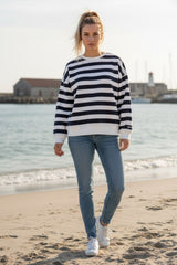 Salzhaut - ARFEN Damen Relaxed-Fit - ringel - Rundhals - Sweatshirt - 10 - #farbe_navy-offwhite